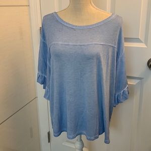 Size S like newWOTs 96% polyester4% spandex ruffled sleeve trim loose fit